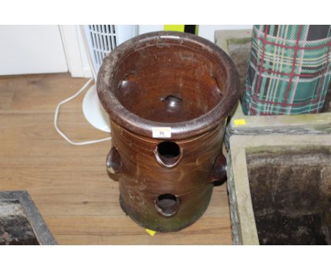 Glazed earthenware strawberry planter