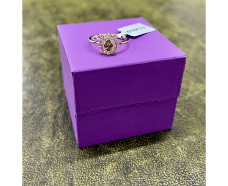 Gemporia, a 9k Golden Ivory diamonds ring, size S, with copy of authenticity certificate.