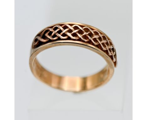 A 9ct rose gold Clogau band ring, approx 5.73g, finger size S