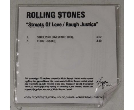 A collection of assorted promotional CD singles, to include: Rolling Stones - Streets of Love/Rough Justice (in Virgin Record