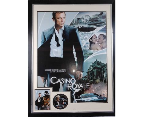 James Bond, Casino Royale, 2006 poster print showing Daniel Craig as Bond with DVD to bottom left corner, framed and glazed, 