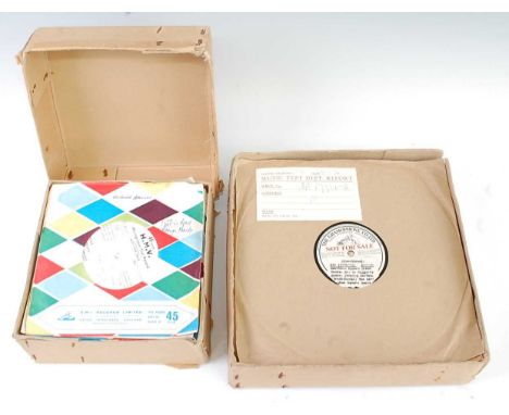 A collection of assorted 7" H.M.V. Microgroove Test Records, no titles but mainly being 1960's folk records many with hand wr
