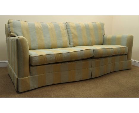 Duresta four seat serpentine front sofa, upholstered in an Arabella stripe duck egg fabric, W234cm Condition Report Click her