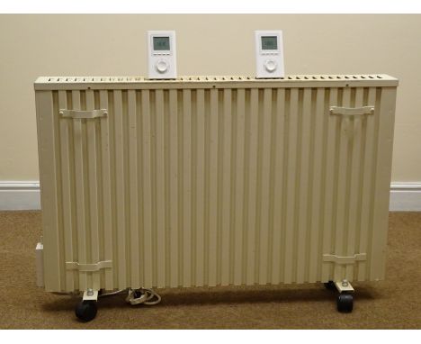 Two Fischer 100/60 1900 230v portable Electric storage heaters, L100cm & 80cm, with instructions and wireless controls, (2) (