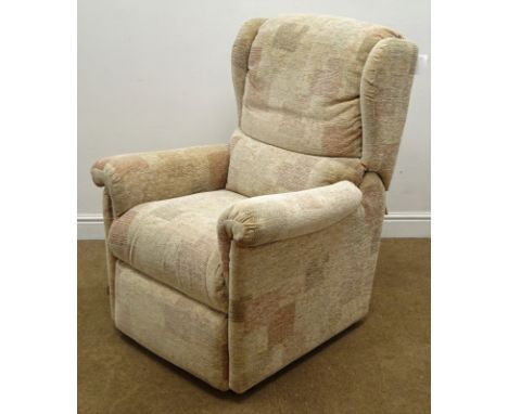 Lazboy electric reclining armchair, upholstered in beige fabric, W78cm (This item is PAT tested - 5 day warranty from date of