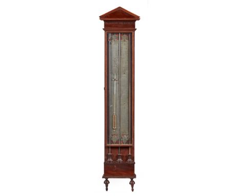 DUTCH MAHOGANY BAROMETER/ THERMOMETER, BY A. PAPPI, AMSTERDAM LATE 18TH/ EARLY 19TH CENTURY the moulded pediment above a glaz