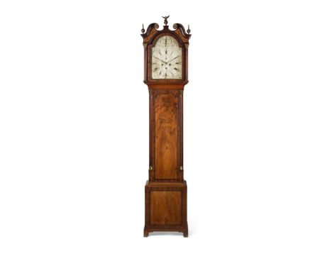 SCOTTISH GEORGE III MAHOGANY LONGCASE CLOCK, BY JAMES SMITH, EDINBURGH EARLY 19TH CENTURY the arched silvered dial with Roman