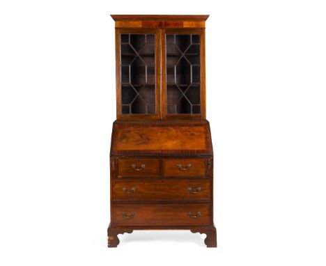 GEORGIAN STYLE MAHOGANY BUREAU BOOKCASE LATE 19TH/ EARLY 20TH CENTURY the moulded cornice above a pair of astragal doors encl