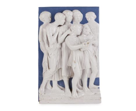 ITALIAN GLAZED TERRACOTTA RELIEF PANEL AFTER DELLA ROBBIA, ATTRIBUTED TO CANTAGALLI LATE 19TH CENTURY depicting the 'Cantoria