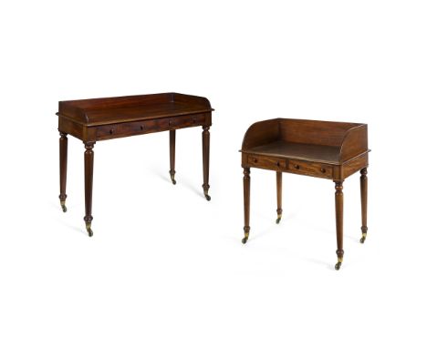 TWO EARLY VICTORIAN MAHOGANY WASHSTANDS MID-19TH CENTURY the first with a high three-quarter gallery above two false drawers,