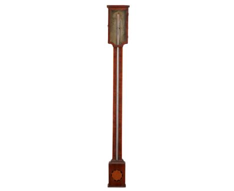 SCOTTISH GEORGE III MAHOGANY STICK BAROMETER, BY ANGELO LOVI, EDINBURGH LATE 18TH/ EARLY 19TH CENTURY the signed silvered reg