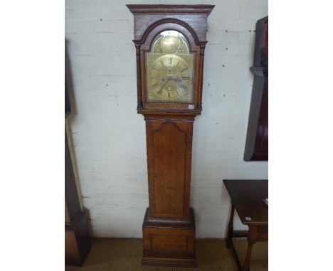 A late 18th century longcase clock by Charles Manson London 12 inch brass dial with date and seconds in an oak case 81cm tall