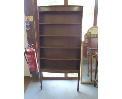 A Regency style mahogany bowfronted wall mounted bookcase with adjustable shelving - Height 1.58 m x Width 79 cm x Depth 25 c
