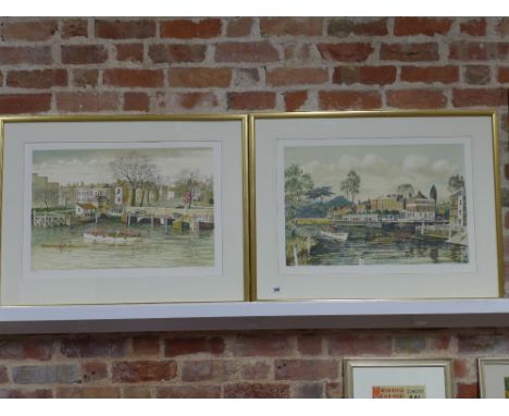 A pair of framed and glazed Limited Edition prints signed Jeremy King - Tate Gallery Print Artist - 45 cm x 66 cm 