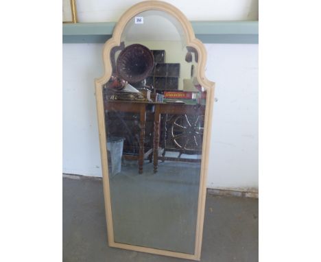 A shabby chic shaped mirror with bevel edge glass - Height 1.22 m x Width 51 cm