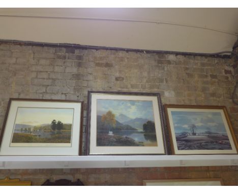 Three framed and glazed prints one signed Gerald Coulson listed Artist and one other by the same hand, and one signed by Rowl