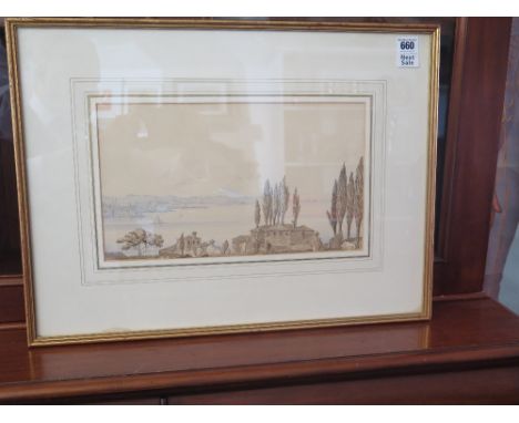 David Frederick Markham - pencil entitled verso Turkey, View from the Turkish Burial Ground - April 1846 - framed and glazed,
