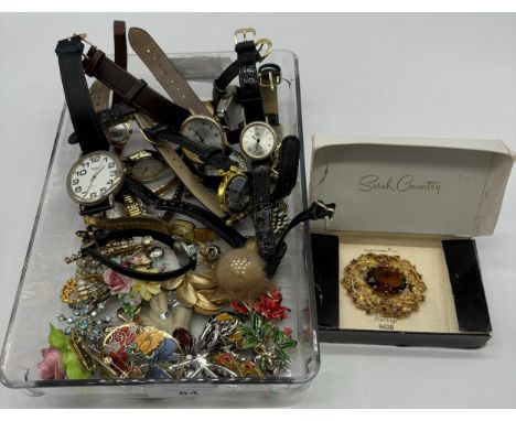 Collection of Vintage Costume Jewellery to include watches and brooches.