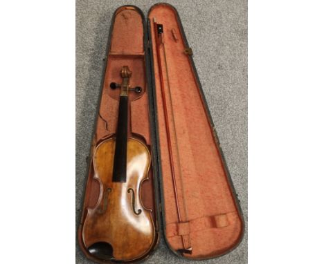 Vintage Violin with Bow, in fitted named case [E KOHLER &amp; SONS MUSICAL INSTRUMENT MAKERS EDINBURGH]