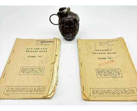 No36 Mills Bomb (Hand Grenade) together two war time service release books