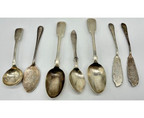 Collection of Silver  Spoons and Fish Knives, combined weight, 213g