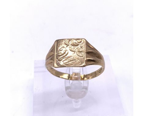 9ct Gold signet ring Size - VWeight - 2.59g