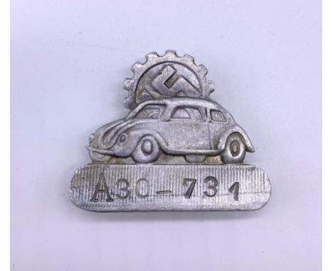 Original Third Reich German KdF Factory (Volkswagen) employees badge, together with an original RAD National Labour Corp Cap 