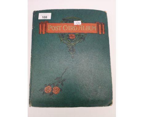 Post card album containing First World War, post cards from various locations and regiments, also contains original silk Chri