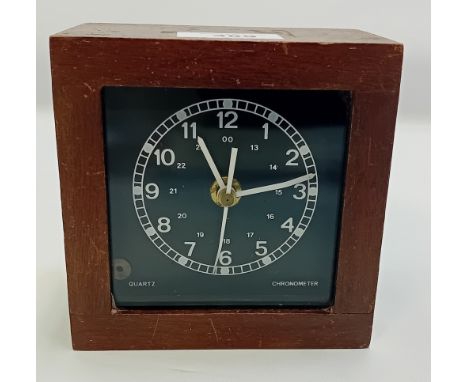 1980's Ministry of Defence electronic Quartz Chronometer Clock within a wooden case.