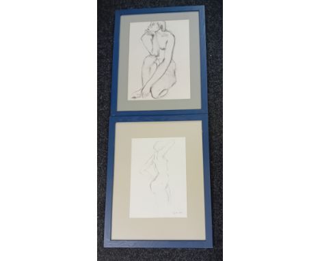 Lynda CohenA pair of pencil and charcoal nude lady studies, signed.