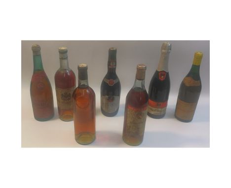 Collection of 7 vintage wines, to include wine from 1954 to 1970: Due De Barnont, 1959 Pouilly Frisse, Vacchio Chianti 1970, 