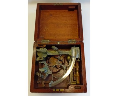 19th Century Brass Ship's Sextant within a fitted case