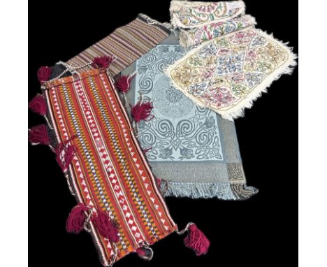 A mixed lot of Rugs and textiles to include Celtic rug , Cashmere wool, wall hanger and prayer rug etc.