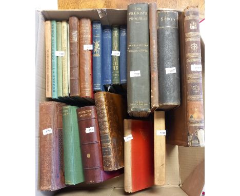 Box of books and Leaflets as pictured to include The Pilgrims Progress and Ingoldsby Legends with other vintage publications 
