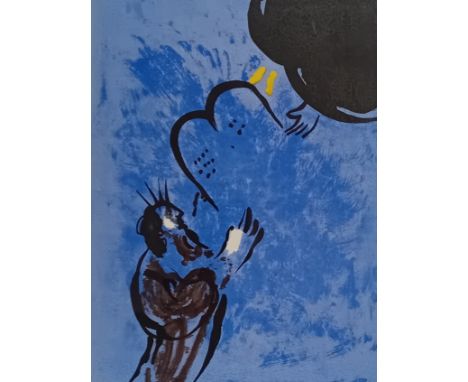 Marc Chagall (1887-1985) - Lithograph titled ''Moses Receives the Tablet of the Law'' dated 1956.[60x49cm]