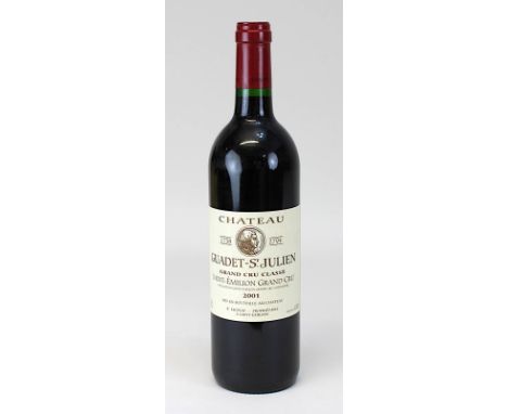 Eine Flasche 2001er Château Guadet-St. Julien, Grand Cru Classé , Saint-Émilion, R. Lignac, sehr gute Füllhöhe, 3244 - 0009