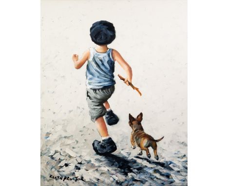 KEITH PROCTOR (b.1961) OIL ON CANVAS ?It Takes Two I? Signed and titled verso 30? x 24? (76.2cm x 61cm) C/R-image good, the f