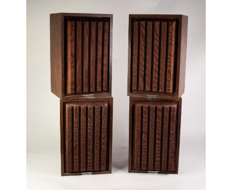 SET OF FOUR VINTAGE STUDIOCRAFT MODEL NUMBER 110 SPEAKERS made in USA, ?Syncom computer tested?, finished in walnut grain ven