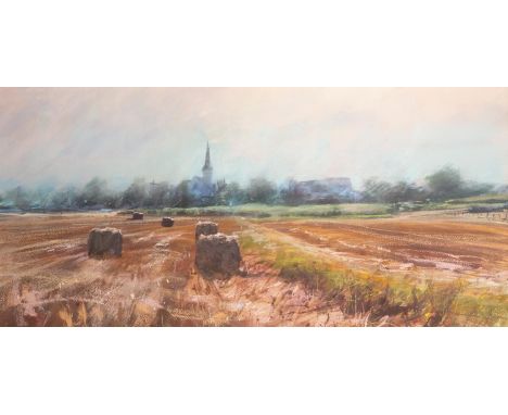 JAMES BARTHOLOMEW (b.1970) PASTEL ?Church at Foissy, Burgundy? Signed 19? x 39? (48.2cm x 99cm) C/R- image good, the frame wi