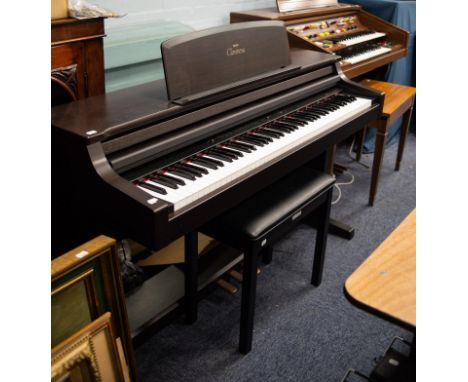 YAMAHA 'CLAVINOVA' SEVEN OCTAVE KEYBOARD, MODEL CLF-155 STEREO WITH METRONOME AND REVERB MULTI-MID FUNCTION, in dark case wit