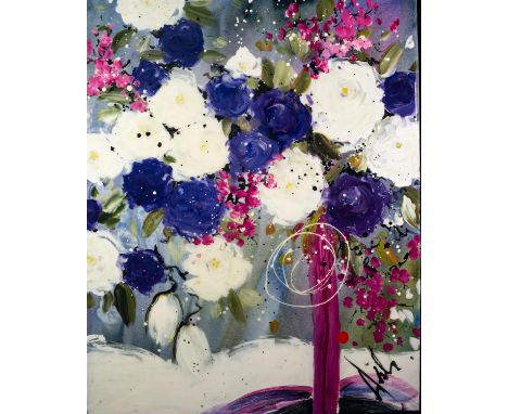 DANIELLE O?CONNOR AKIYAMA (b.1957) MIXED MEDIA ON CANVAS ?Safety Net of Love? Signed with initials60? x 48? (152.4cm x 122cm)