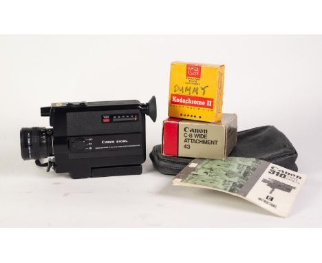 CANON 310XL SUPER 8 CINE CAMERA, with ?dummy? film cartridge, in soft black case, case a/f 