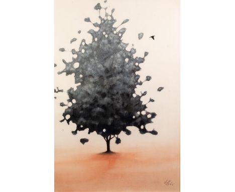 VINCENT GEORGE (MODERN) MIXED MEDIA ON PAPER ?Silver Gilded Forest I? Signed 36? x 24? (91.4cm x 61cm) C/R- bubbling/ unevenn