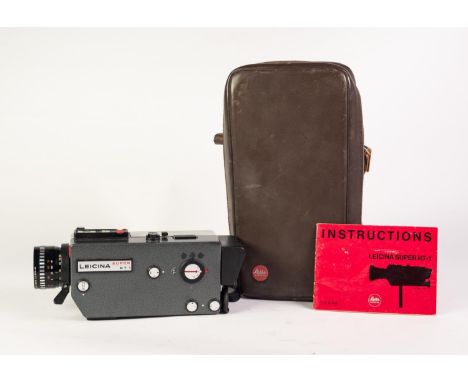 LEITZ LEICINA SUPER RT 1 8mm CINE CAMERA, with instruction booklet, in soft brown case 