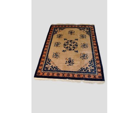 Chinese carpet, Beijng, north  China, second half 20th century, 12ft. 2in. X 9ft. 1in. 3.71m. X 2.77m. Some surface marks. Iv