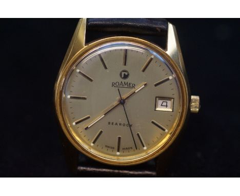Roamer searock vintage wristwatch manual wind movement with date app at 4 o clock