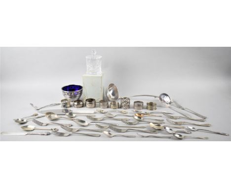 A Collection of Various Silver Plated Items to include Large Ladle, various Cutlery, Sugar Bowl, Napkin Rings Etc 