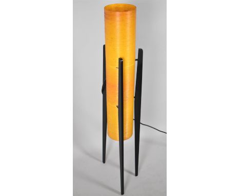 A 1970s Rocket Lamp with Spun Orange Fibreglass Shade, Tripod Support, 110cms High. AF