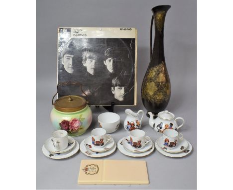 A Collection of Various Sundries to Comprise Beatles Record, Childrens Tea Set, Metal Ewer, Richard Tiles LTD Commemorative I