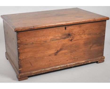 A Vintage Stained Pine Blanket Chest with inner Candle Box, 83cms Wide 